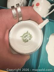 MaxSold Auction: Porcelain Teacup and Saucer Set, 6-Piece, White with Gold Trim - Clarington (Ontario, Canada) SELLER MANAGED Downsizing Online Auction - Trulls Road