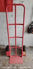 MaxSold Auction: Red Steel Hand Truck / Dolly with Pneumatic Wheels - St. Catharines (Ontario, Canada) SELLER MANAGED Downsizing Online Auction -  Brrookbanks Drive