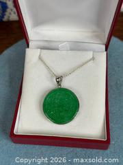 MaxSold Auction: Carved Green Jade Medallion Pendant – Sterling Silver - Hamilton (Ontario, Canada) SELLER MANAGED Estate Sale Online Auction - Gertrude Street
