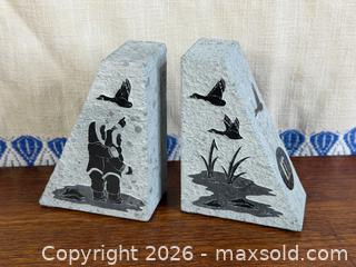 MaxSold Auction: Inuit Stone Carved Bookends Geese & Hunter Motif - Hamilton (Ontario, Canada) SELLER MANAGED Estate Sale Online Auction - Gertrude Street