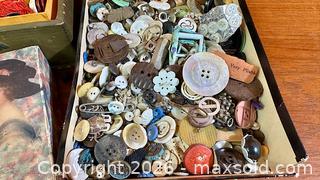 MaxSold Auction: Magnificent Lot of Antique Buttons, Sewing Notions and More - Hamilton (Ontario, Canada) SELLER MANAGED Estate Sale Online Auction - Gertrude Street