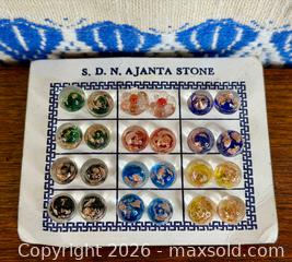 MaxSold Auction: Vintage Ajanta Stone - Indian Foiled Art Glass Stud Earrings – Original Display Card (12 pairs) - Hamilton (Ontario, Canada) SELLER MANAGED Estate Sale Online Auction - Gertrude Street