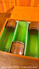 MaxSold Auction: Vintage MCM Green Glass and Leather Banded Highballs Glasses MIB - Hamilton (Ontario, Canada) SELLER MANAGED Estate Sale Online Auction - Gertrude Street