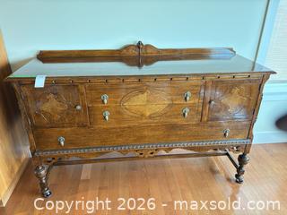 MaxSold Auction: Antique Solid Wood Sideboard with Carved Details & Turned Legs - Victoria (British Columbia, Canada) PARTNER MANAGED Estate Sale Online Auction - Haida Drive