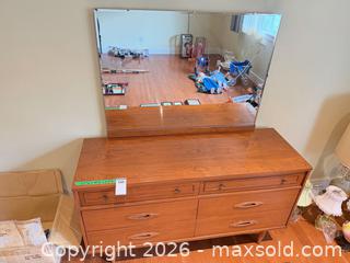 MaxSold Auction: Mid-Century Modern style Kroehler Solid Wood Dresser with Attached Mirror - Victoria (British Columbia, Canada) PARTNER MANAGED Estate Sale Online Auction - Haida Drive