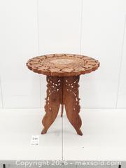 MaxSold Auction: Hand-Carved Indian Side Table, Wood with Inlay - Toronto (Ontario, Canada) PARTNER MANAGED Downsizing Online Auction - Esandar Drive (STORAGE)