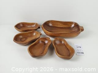 MaxSold Auction: Set of Five Mid-Century Monkey Pod Wood Serving Bowls - Toronto (Ontario, Canada) PARTNER MANAGED Downsizing Online Auction - Esandar Drive (STORAGE)