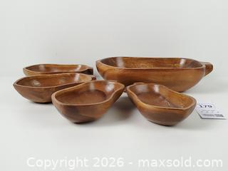 MaxSold Auction: Set of Five Mid-Century Monkey Pod Wood Serving Bowls - Toronto (Ontario, Canada) PARTNER MANAGED Downsizing Online Auction - Esandar Drive (STORAGE)
