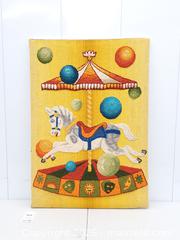 MaxSold Auction: Vintage Handmade Latch Hook "Carousel Trio" Wall Art - Toronto (Ontario, Canada) PARTNER MANAGED Downsizing Online Auction - Esandar Drive (STORAGE)