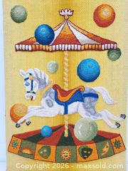 MaxSold Auction: Vintage Handmade Latch Hook "Carousel Trio" Wall Art - Toronto (Ontario, Canada) PARTNER MANAGED Downsizing Online Auction - Esandar Drive (STORAGE)