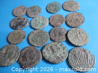 MaxSold Auction: 16 Un-carded Roman Copper & Bronze Currency Coins From The Late Roman Occupation Of Britain. Part Of A Roman Coin Hoard Found In Southern Britain 1970 - Toronto (Ontario, Canada) SELLER MANAGED Estate Sale Online Auction - Annette Street