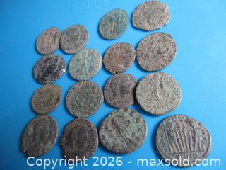 MaxSold Auction: 16 Un-carded Roman Copper & Bronze Currency Coins From The Late Roman Occupation Of Britain. Part Of A Roman Coin Hoard Found In Southern Britain 1970 - Toronto (Ontario, Canada) SELLER MANAGED Estate Sale Online Auction - Annette Street