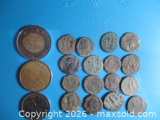 MaxSold Auction: 16 Un-carded Roman Copper & Bronze Currency Coins From The Late Roman Occupation Of Britain. Part Of A Roman Coin Hoard Found In Southern Britain 1970 - Toronto (Ontario, Canada) SELLER MANAGED Estate Sale Online Auction - Annette Street