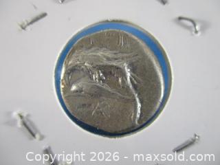 MaxSold Auction: Ancient Greek Silver Drachm Currency Coin. Inverted Heads Of Apollo. 400-350 B.C. - Toronto (Ontario, Canada) SELLER MANAGED Estate Sale Online Auction - Annette Street