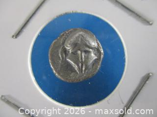 MaxSold Auction: Ancient Greek Silver Tetrobol Currency Coin. Corinthian Helmet 400-320 B.C. - Toronto (Ontario, Canada) SELLER MANAGED Estate Sale Online Auction - Annette Street