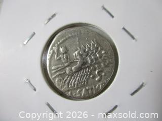 MaxSold Auction: Ancient Roman Republic Silver Denarius Currency Coin. Lucius Appuleius, Rome Moneyer. Rome Mint. 104 B.C. - Toronto (Ontario, Canada) SELLER MANAGED Estate Sale Online Auction - Annette Street