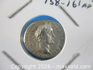 MaxSold Auction: Ancient Roman Silver Denarius Currency Coin. Emperor Antoninus Pius 138-161 A.D. - Toronto (Ontario, Canada) SELLER MANAGED Estate Sale Online Auction - Annette Street