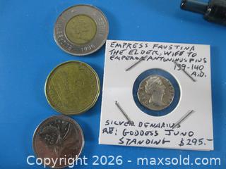 MaxSold Auction: Ancient Roman Silver Denarius Currency Coin. Empress Faustina The Elder. Wife To Emperor Antoninus Pius. 139-140 A.D. - Toronto (Ontario, Canada) SELLER MANAGED Estate Sale Online Auction - Annette Street