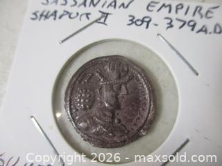 MaxSold Auction: Ancient Sassanian Empire, King Shapur II "Shapur The Great", Silver Drachm Currency Coin. - Toronto (Ontario, Canada) SELLER MANAGED Estate Sale Online Auction - Annette Street