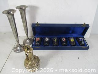 MaxSold Auction: Antique RONSON Table Lighter, Made In Toronto. Includes 2 Antique Silver-Plate Bud Vas's & Set Of Antique German Shot Glasses. - Toronto (Ontario, Canada) SELLER MANAGED Estate Sale Online Auction - Annette Street