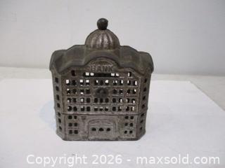 MaxSold Auction:   Antique Steel Coin Bank. Silver Wash. - Toronto (Ontario, Canada) SELLER MANAGED Estate Sale Online Auction - Annette Street