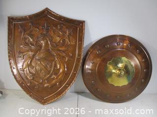 MaxSold Auction: Two Full Size Vintage Copper Shields. One Medieval Knights Shield & One Roman Legion Type Shield. - Toronto (Ontario, Canada) SELLER MANAGED Estate Sale Online Auction - Annette Street