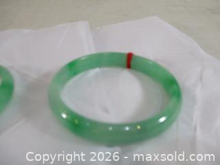 MaxSold Auction: Two Hand Carved Type B, Green Jade Bangles. (Real Jade, Not Dyed Marble Or Glass). - Toronto (Ontario, Canada) SELLER MANAGED Estate Sale Online Auction - Annette Street