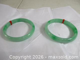 MaxSold Auction: Two Hand Carved Type B, Green Jade Bangles. (Real Jade, Not Dyed Marble Or Glass). - Toronto (Ontario, Canada) SELLER MANAGED Estate Sale Online Auction - Annette Street