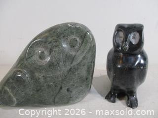 MaxSold Auction: Two, Inuit Peoples Rock Carving Of Owls. One Signed On Bottom "G.586/18". - Toronto (Ontario, Canada) SELLER MANAGED Estate Sale Online Auction - Annette Street