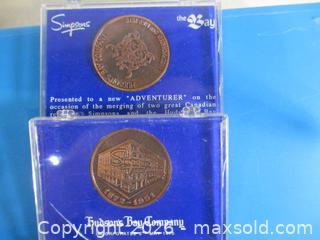 MaxSold Auction: Two Limited Edition Of 4 500, Hudson's Bay Company 1872-1991 Copper Medallions. - Toronto (Ontario, Canada) SELLER MANAGED Estate Sale Online Auction - Annette Street