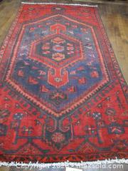 MaxSold Auction: Vintage All Wool, Hand Knotted Persian ZANJAN Area Rug. Deep Reds & Blues. Circa 1940s. - Toronto (Ontario, Canada) SELLER MANAGED Estate Sale Online Auction - Annette Street