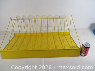 MaxSold Auction: Vintage Yellow Display Rack. Baked Yellow On Metal. Table Top Or Wall Mount. - Toronto (Ontario, Canada) SELLER MANAGED Estate Sale Online Auction - Annette Street