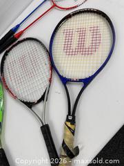MaxSold Auction: 2 badminton rackets, 2 tennis rackets, 1 racquetball racket - Hanover Township (Pennsylvania, USA) PARTNER MANAGED Downsizing Online Auction - Airport Road (STORAGE)              