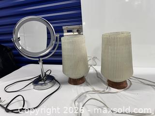 MaxSold Auction: 2 lamps and lighted mirror - Hanover Township (Pennsylvania, USA) PARTNER MANAGED Downsizing Online Auction - Airport Road (STORAGE)              