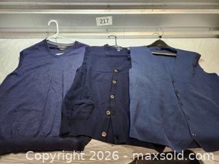 MaxSold Auction: 3 Men's Blue Sweater Vests - Brooks Brothers and Other Brand Names - Hanover Township (Pennsylvania, USA) PARTNER MANAGED Downsizing Online Auction - Airport Road (STORAGE)              