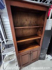 MaxSold Auction: solid wood, primitive-style cabinet or bookcase with a lower storage cupboard - Hanover Township (Pennsylvania, USA) PARTNER MANAGED Downsizing Online Auction - Airport Road (STORAGE)              