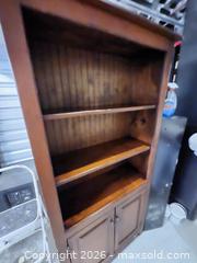 MaxSold Auction: solid wood, primitive-style cabinet or bookcase with a lower storage cupboard - Hanover Township (Pennsylvania, USA) PARTNER MANAGED Downsizing Online Auction - Airport Road (STORAGE)              