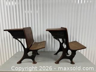 MaxSold Auction: Pair of Antique School Desks - Mississauga (Ontario, Canada) SELLER MANAGED Charity/Fundraising Online Auction - Lakeshore Road East