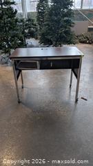 MaxSold Auction: Small metal desk on casters - Mississauga (Ontario, Canada) SELLER MANAGED Charity/Fundraising Online Auction - Lakeshore Road East