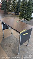 MaxSold Auction: Small metal desk on casters - Mississauga (Ontario, Canada) SELLER MANAGED Charity/Fundraising Online Auction - Lakeshore Road East
