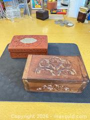 MaxSold Auction: (2) Small Carved Floral Wood Keepsake Boxes  - Maple Ridge (British Columbia, Canada) PARTNER MANAGED Estate Sale Online Auction - Blanshard Street