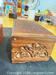 MaxSold Auction: (2) Small Carved Floral Wood Keepsake Boxes  - Maple Ridge (British Columbia, Canada) PARTNER MANAGED Estate Sale Online Auction - Blanshard Street