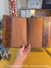 MaxSold Auction: Antique Genuine Leather Journal Cover with Embossed Crest & Tooled Border - Maple Ridge (British Columbia, Canada) PARTNER MANAGED Estate Sale Online Auction - Blanshard Street