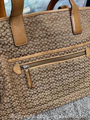 MaxSold Auction: Coach Large Brown/Tan Canvas Tote/ Diaper Bag with Leather Trim -sc - Maple Ridge (British Columbia, Canada) PARTNER MANAGED Estate Sale Online Auction - Blanshard Street