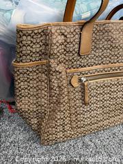 MaxSold Auction: Coach Large Brown/Tan Canvas Tote/ Diaper Bag with Leather Trim -sc - Maple Ridge (British Columbia, Canada) PARTNER MANAGED Estate Sale Online Auction - Blanshard Street