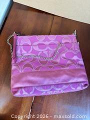 MaxSold Auction: Coach Pink Logo Monogram Shoulder Bag- sc - Maple Ridge (British Columbia, Canada) PARTNER MANAGED Estate Sale Online Auction - Blanshard Street