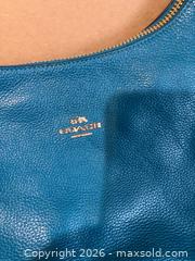 MaxSold Auction: Coach Teal/Turquoise Pebbled Leather Bag with Top Zipper -sc - Maple Ridge (British Columbia, Canada) PARTNER MANAGED Estate Sale Online Auction - Blanshard Street