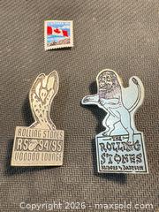 MaxSold Auction: The Rolling Stones Lapel Pin Lot of 2 — The Voodoo Lounge & Bridges to Babylon Tours - Maple Ridge (British Columbia, Canada) PARTNER MANAGED Estate Sale Online Auction - Blanshard Street