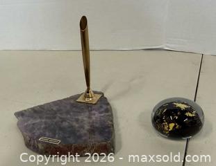 MaxSold Auction: Amethyst Slab Pen Holder and Glass Paperweight - Lakeshore (Ontario, Canada) PARTNER MANAGED Downsizing Online Auction - County Road 42