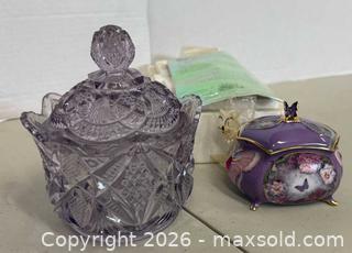MaxSold Auction: Ardleigh Elliott (Lena Liu) Porcelain Music Jewelry Box & Lavender Glass Jar - Lakeshore (Ontario, Canada) PARTNER MANAGED Downsizing Online Auction - County Road 42
